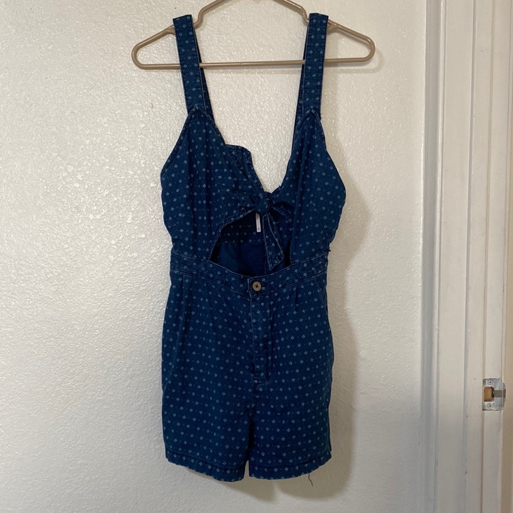 Free People Printed Denim Romper